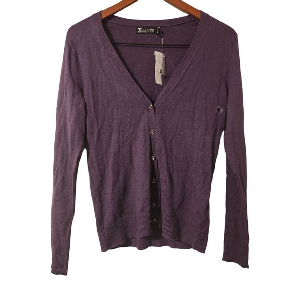 New York & Company 7th Avenue Design Studio Purple Cardigan‎ Women's Size M - Picture 6 of 6